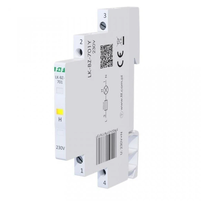 Lampka modułowa 1‑fazowa z zabezpieczeniem żółta 1/3S LED 230V LK‑BZ‑701Y