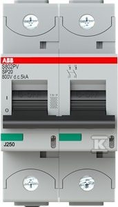 Wyłącznik nadmiarowo-prądowy, 2P, charakterystyka B, 20A, 3kA, PV | S802PV-SP20 2CCF019600R0001 Wyłącznik nadmiarowo-prądowy, 2P, charakterystyka B, 20A, 3kA, PV | S802PV-SP20 2CCF019600R0001