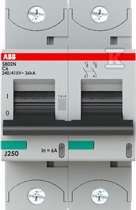 Wyłącznik nadmiarowo-prądowy, 2P, charakterystyka C, 6A, 36kA, AC | S802N-C6 2CCS892001R0064