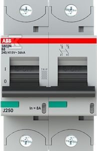 Wyłącznik nadmiarowo-prądowy, 2P, charakterystyka B, 8A, 36kA, AC | S802N-B8 2CCS892001R0085