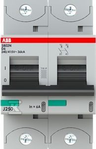 Wyłącznik nadmiarowo-prądowy, 2P, charakterystyka D, 6A, 36kA, AC | S802N-D6 2CCS892001R0061 Wyłącznik nadmiarowo-prądowy, 2P, charakterystyka D, 6A, 36kA, AC | S802N-D6 2CCS892001R0061