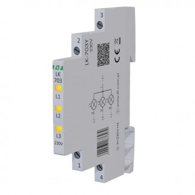 Lampka modułowa 3‑fazowa żółta LED Slim 1/2 modułu 230V LK‑703Y