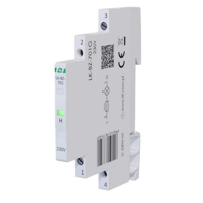 Lampka modułowa 1‑fazowa z zabezpieczeniem zielona 1/3S LED 230V LK‑BZ‑701G