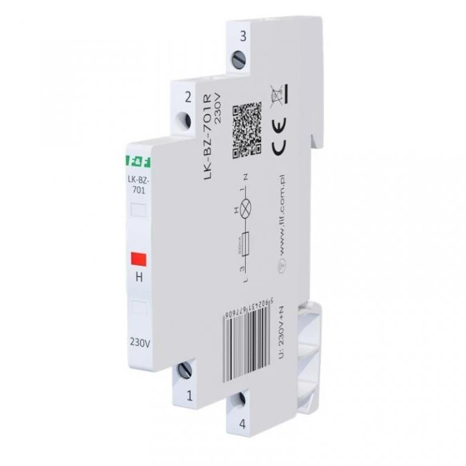 Lampka modułowa 1‑fazowa z zabezpieczeniem czerwona 1/3S LED 230V LK‑BZ‑701R
