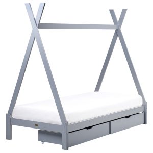 Łóżko tipi domek 90 x 200 cm szuflady szare 572148