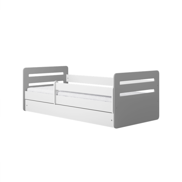Łóżko Tomi mix szare z szufladą materac piankowy 140x80 1054046