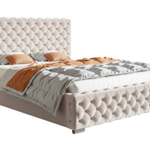 Łóżko w stylu glamour z pojemnikiem 140×200 BEN 12 – beżowe 715119 Łóżko w stylu glamour z pojemnikiem 140×200 BEN 12 – beżowe 715119
