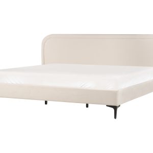 Łóżko Welur SUZETTE 180 x 200 cm Jasnobeżowy 568595 Łóżko Welur SUZETTE 180 x 200 cm Jasnobeżowy 568595