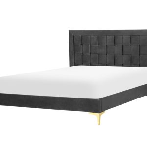 Łóżko welurowe podwójne 140×200 cm czarne 137977 Łóżko welurowe podwójne 140×200 cm czarne 137977