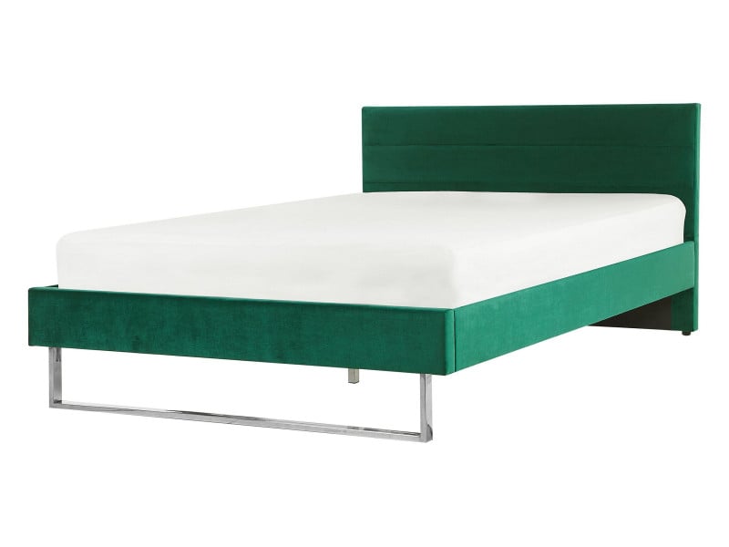Łóżko welurowe podwójne 140x200 zielone 65131