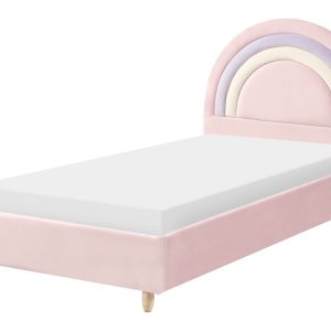 Łóżko welurowe tapicerowane 90×200 cm różowe 711852 Łóżko welurowe tapicerowane 90×200 cm różowe 711852