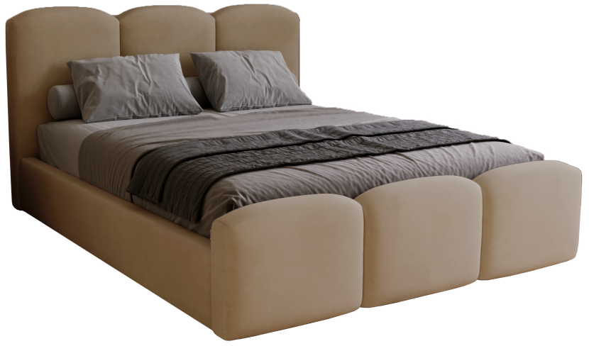 Łóżko welurowe z pojemnikiem 180x200 Capri, stelaż metalowy - Brązowy 1053280