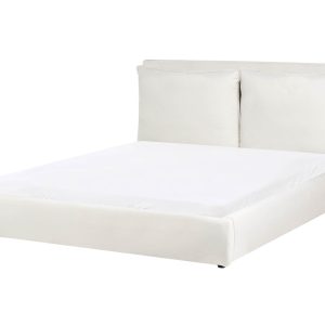 Łóżko wodne tapicerowane welur 160×200 cm złamana biel 802581 Łóżko wodne tapicerowane welur 160×200 cm złamana biel 802581