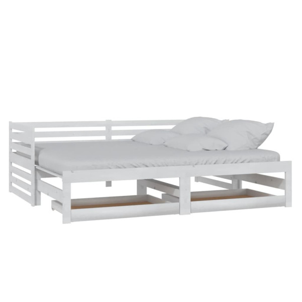 Łóżko wysuwane 2 x (90x200) cm białe lite drewno sosnowe 476607