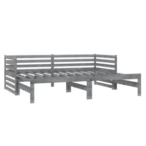 Łóżko wysuwane 2 x (90×200) cm szare lite drewno sosnowe 478897 Łóżko wysuwane 2 x (90×200) cm szare lite drewno sosnowe 478897