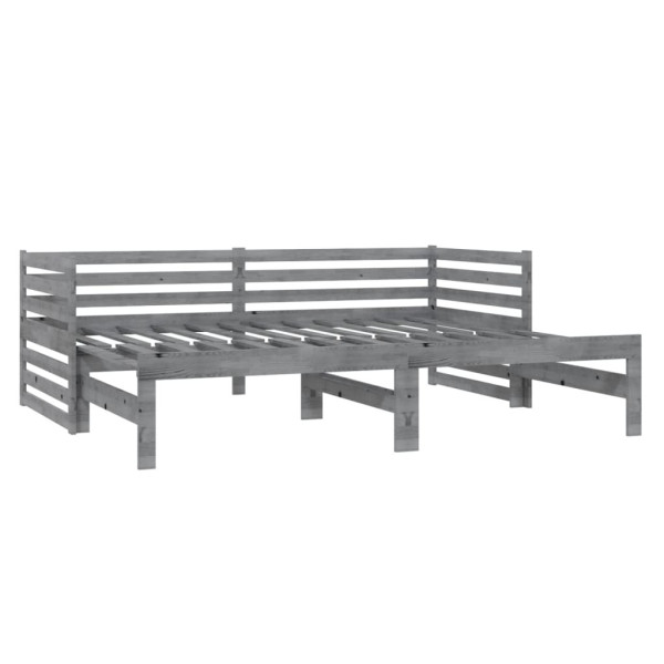 Łóżko wysuwane 2 x (90x200) cm szare lite drewno sosnowe 478897