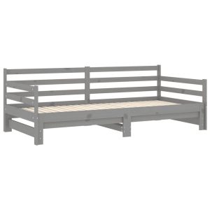 Łóżko wysuwane 2 x (90×200) cm szare lite drewno sosnowe 477782 Łóżko wysuwane 2 x (90×200) cm szare lite drewno sosnowe 477782