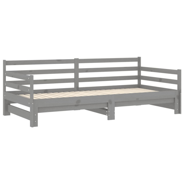 Łóżko wysuwane 2 x (90x200) cm szare lite drewno sosnowe 477782