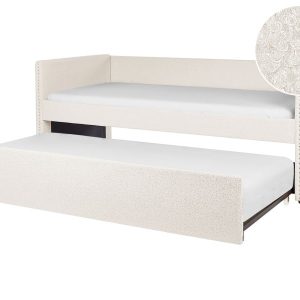 Łóżko wysuwane boucle 90×200 jasnobeżowe 536892 Łóżko wysuwane boucle 90×200 jasnobeżowe 536892