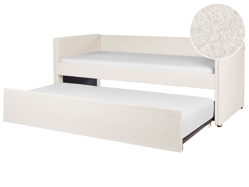Łóżko wysuwane boucle 90x200 jasnobeżowe 536892