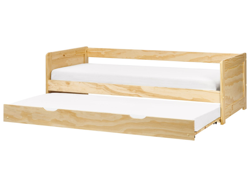 Łóżko wysuwane dla dzieci podwójne 90x200 jasne drewno 452839
