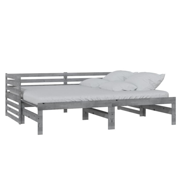 Łóżko wysuwane lite drewno sosnowe szare 2x(90x200) cm 469334