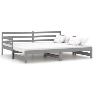 Łóżko wysuwane szare lite drewno sosnowe 2x(90×200) cm 478572 Łóżko wysuwane szare lite drewno sosnowe 2x(90×200) cm 478572