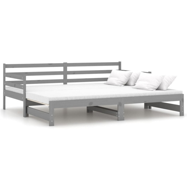 Łóżko wysuwane szare lite drewno sosnowe 2x(90x200) cm 478572