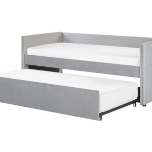 Łóżko wysuwane welurowe 90×200 jasnoszare 64918 Łóżko wysuwane welurowe 90×200 jasnoszare 64918