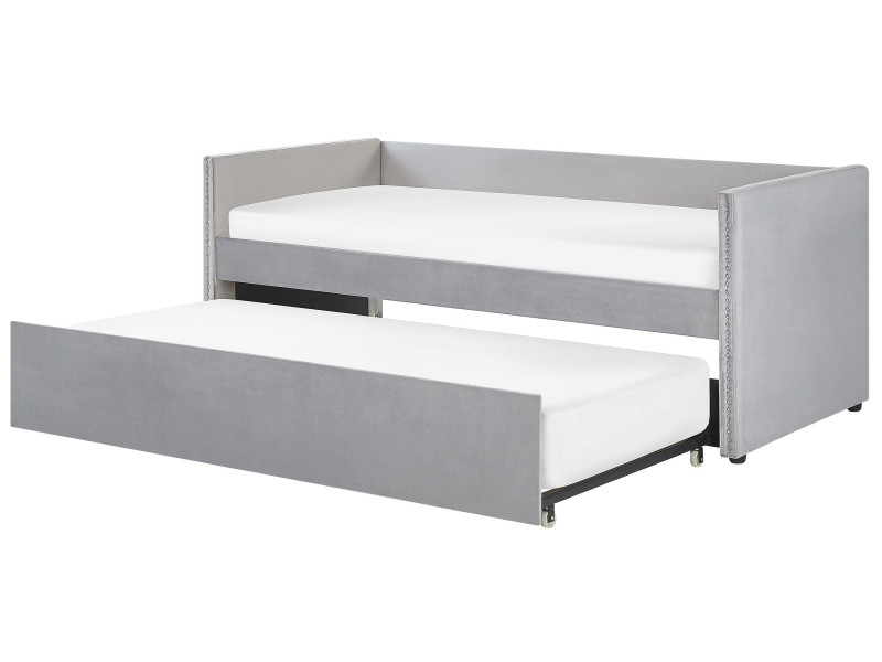 Łóżko wysuwane welurowe 90x200 jasnoszare 64918