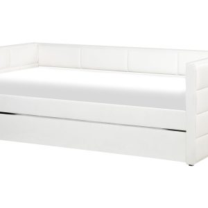 Łóżko wysuwane welurowe 90×200 złamana biel 598753 Łóżko wysuwane welurowe 90×200 złamana biel 598753
