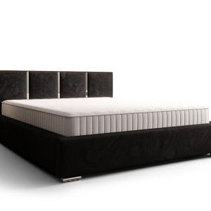 Łóżko Z Lustrami Abra Czarne + Pojemnik + Stelaż Drewno 120 360049