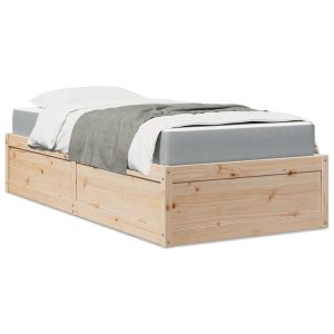 Łóżko z materacem 90×190 cm lite drewno sosnowe 479062