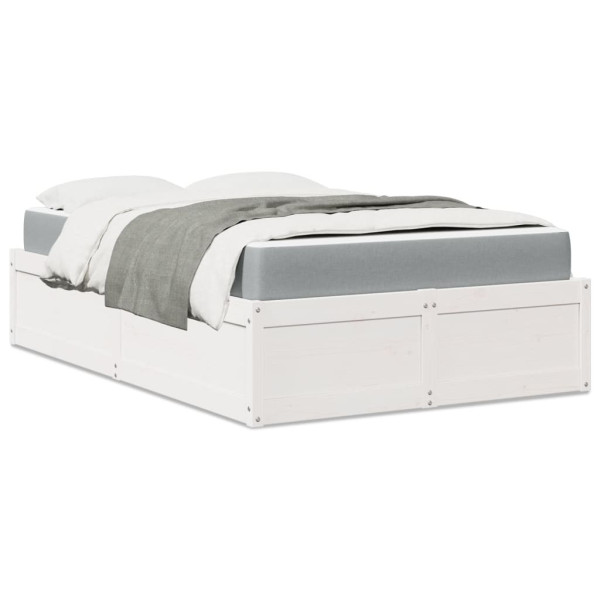 Łóżko z materacem białe 140x190 cm lite drewno sosnowe 478631