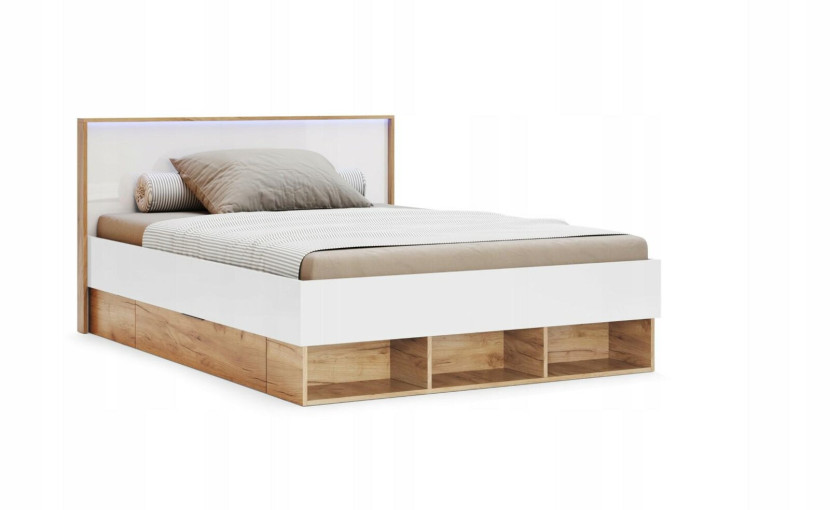 Łóżko z oświetleniem led 140x200cm Tissa 2 szuflady 244141