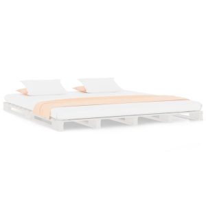 Łóżko z palet białe 120×190 cm lite drewno sosnowe 476754 Łóżko z palet białe 120×190 cm lite drewno sosnowe 476754