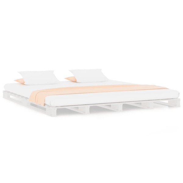 Łóżko z palet białe 200x200 cm lite drewno sosnowe 476660