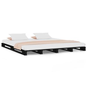 Łóżko z palet czarne 120×190 cm lite drewno sosnowe 476598 Łóżko z palet czarne 120×190 cm lite drewno sosnowe 476598