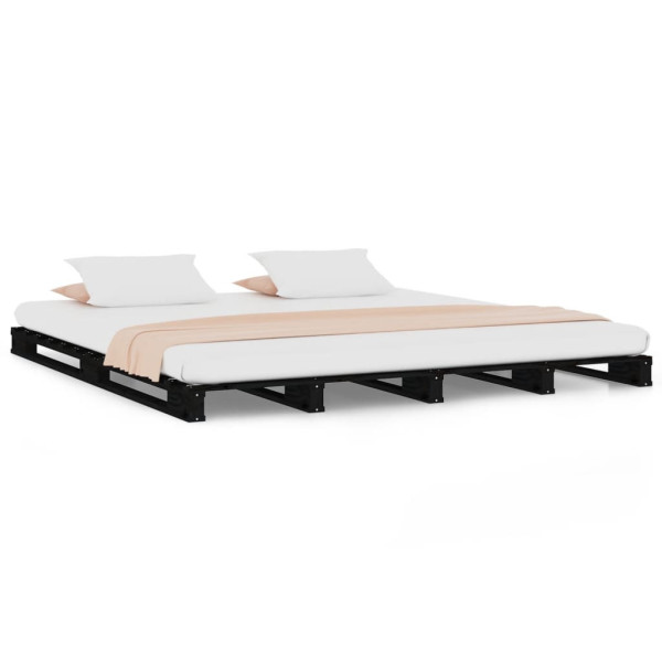 Łóżko z palet czarne 120x190 cm lite drewno sosnowe 476598