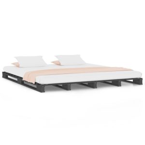Łóżko z palet szare 120×200 cm lite drewno sosnowe 476774 Łóżko z palet szare 120×200 cm lite drewno sosnowe 476774
