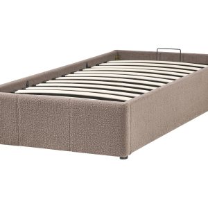 Łóżko z pojemnikiem bez zagłówka Boucle DINAN 90 x 200 cm Beżowoszary 727767