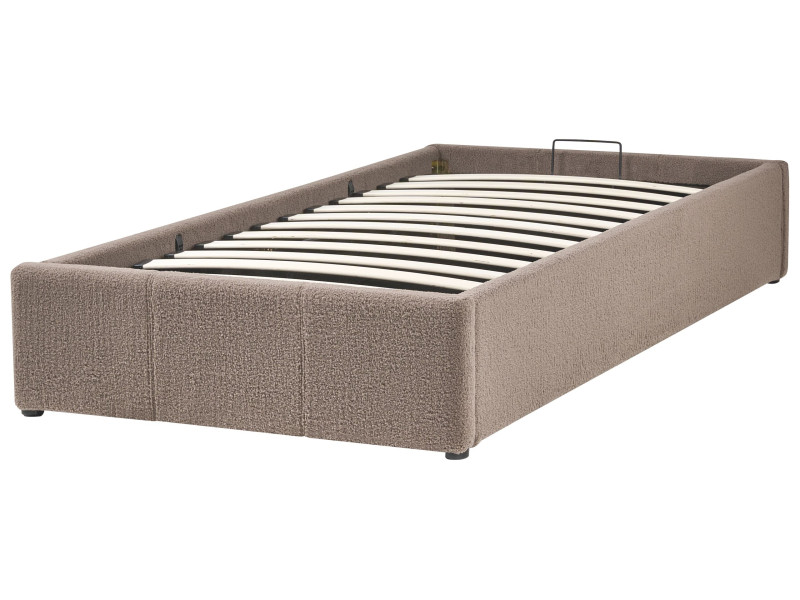Łóżko z pojemnikiem bez zagłówka Boucle DINAN 90 x 200 cm Beżowoszary 727767