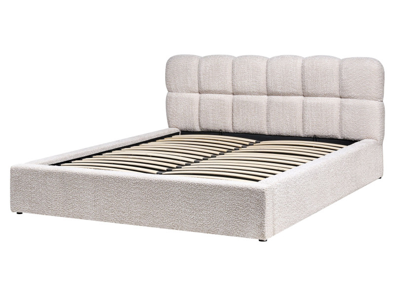 Łóżko z pojemnikiem Boucle BASTON 160 x 200 cm Jasnobeżowy 732569