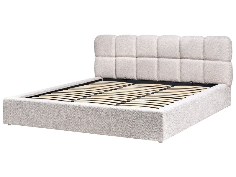 Łóżko z pojemnikiem Boucle BASTON 180 x 200 cm Jasnobeżowy 732556