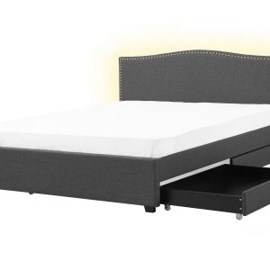 Łóżko z pojemnikiem LED 180×200 szare 64900