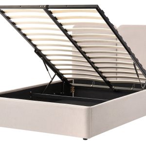 Łóżko z pojemnikiem materiałowe 140×200 cm beżowe 806556