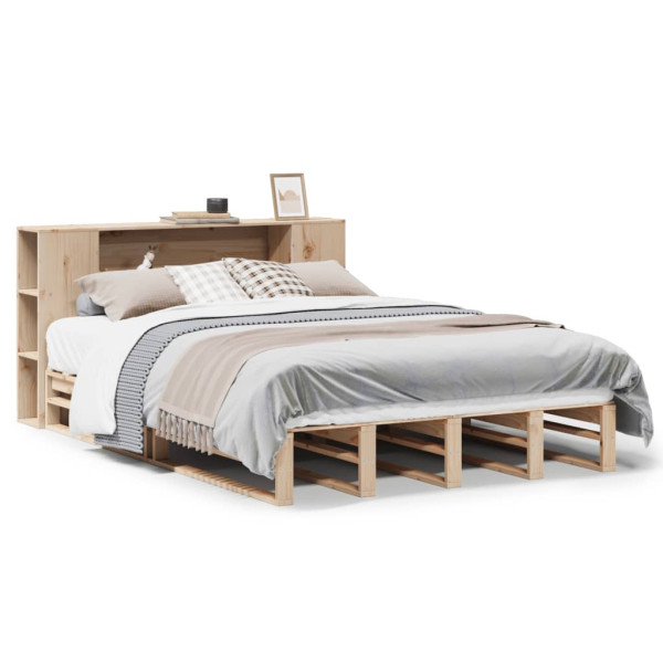 Łóżko z regałem bez materaca 135x190 cm lite drewno 476910