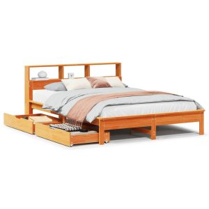 Łóżko z regałem bez materaca 140×200 cm lite drewno sosnowe 471899