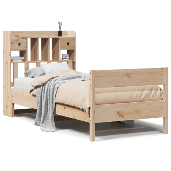Łóżko z regałem bez materaca 75x190 cm drewno sosnowe 472257