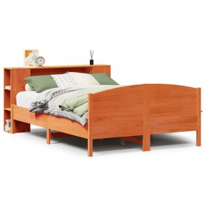 Łóżko z regałem bez materaca lite drewno sosnowe 140×200 cm 842512